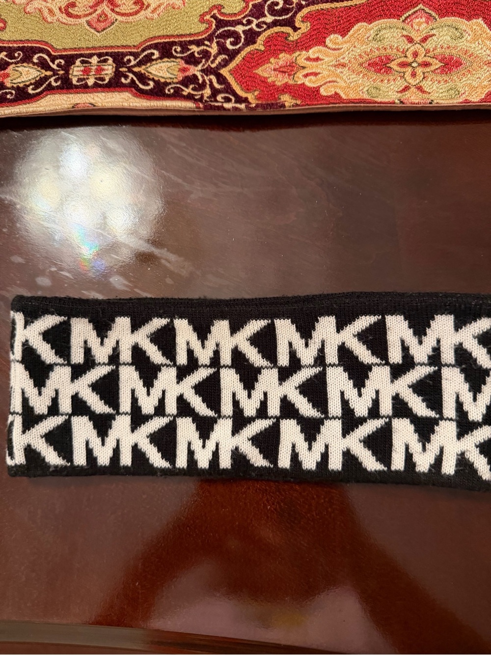 Michael Kors Black & White MK Logo Knit Headwrap